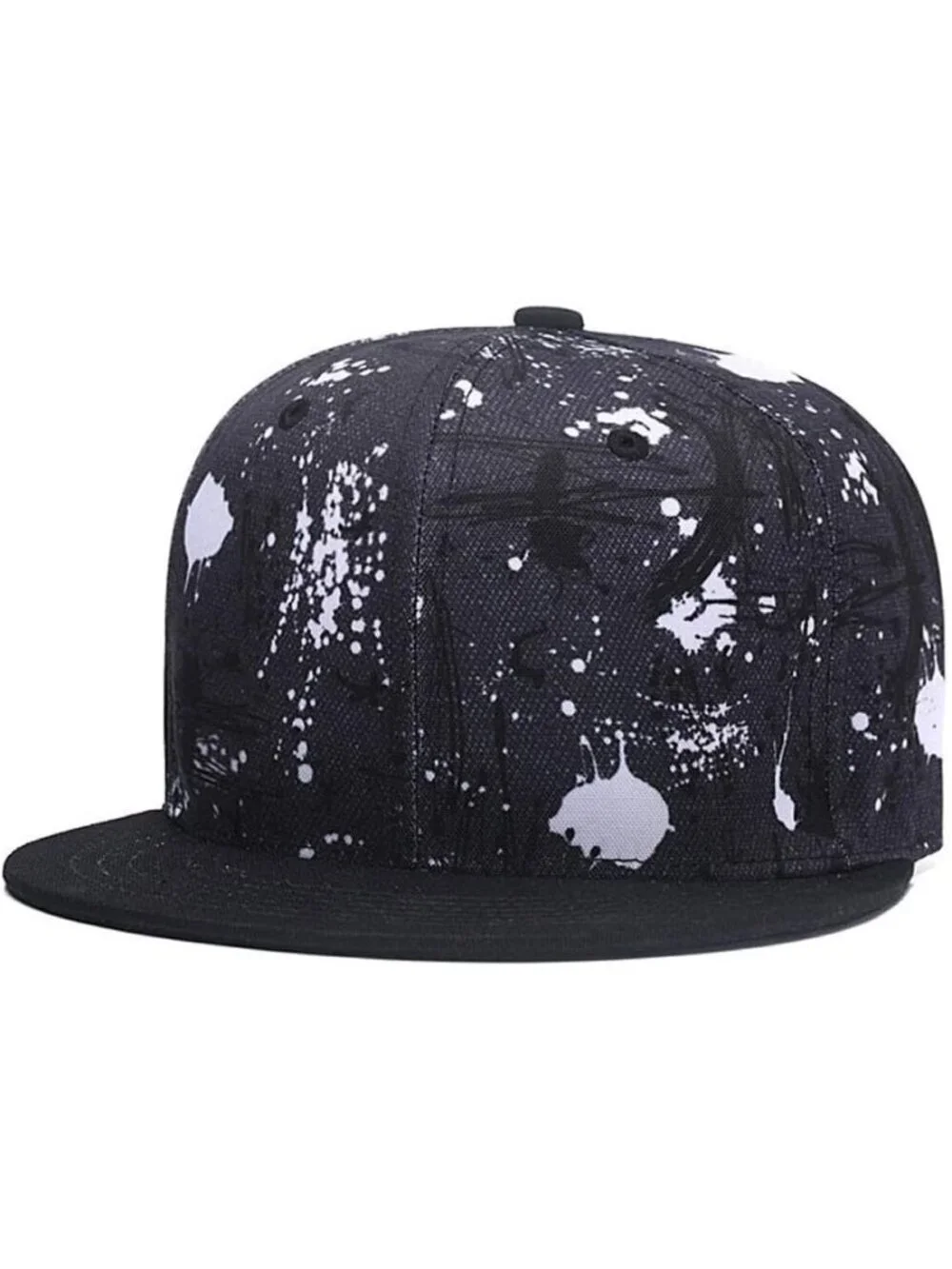 Unisex Black Graffit Snapback Hat Hip Hop Style Colorful Adjustable Baseball Cap
